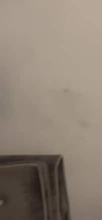 Grime next to the couch which was all throughout the house on every wall.