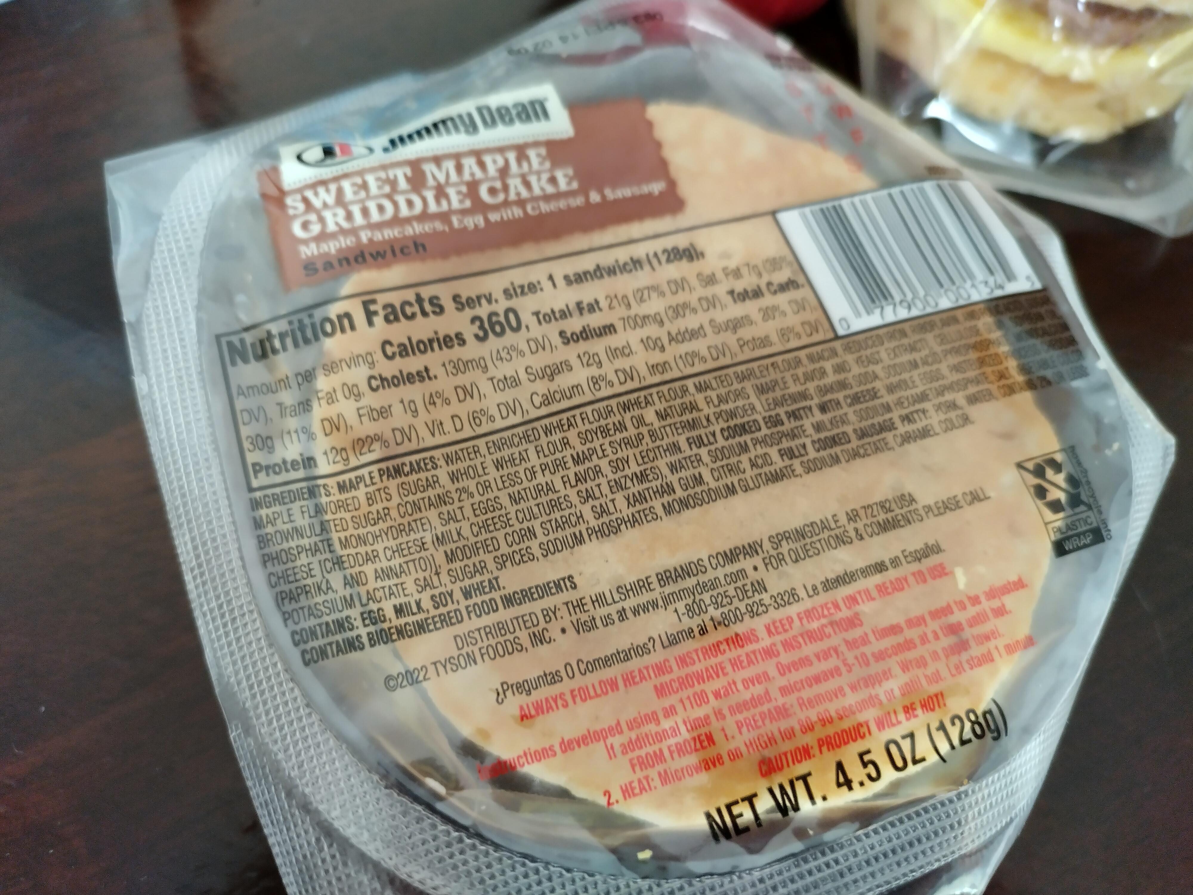 pancake sandwich delivered thawed
the night before the
intended breakfast thawed out.