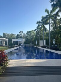 View of the pool from where we played mahjong
