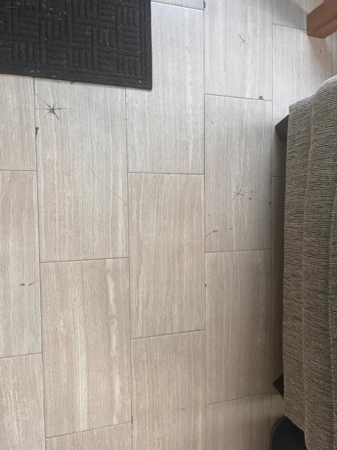 Cracked tiles when you enter the house