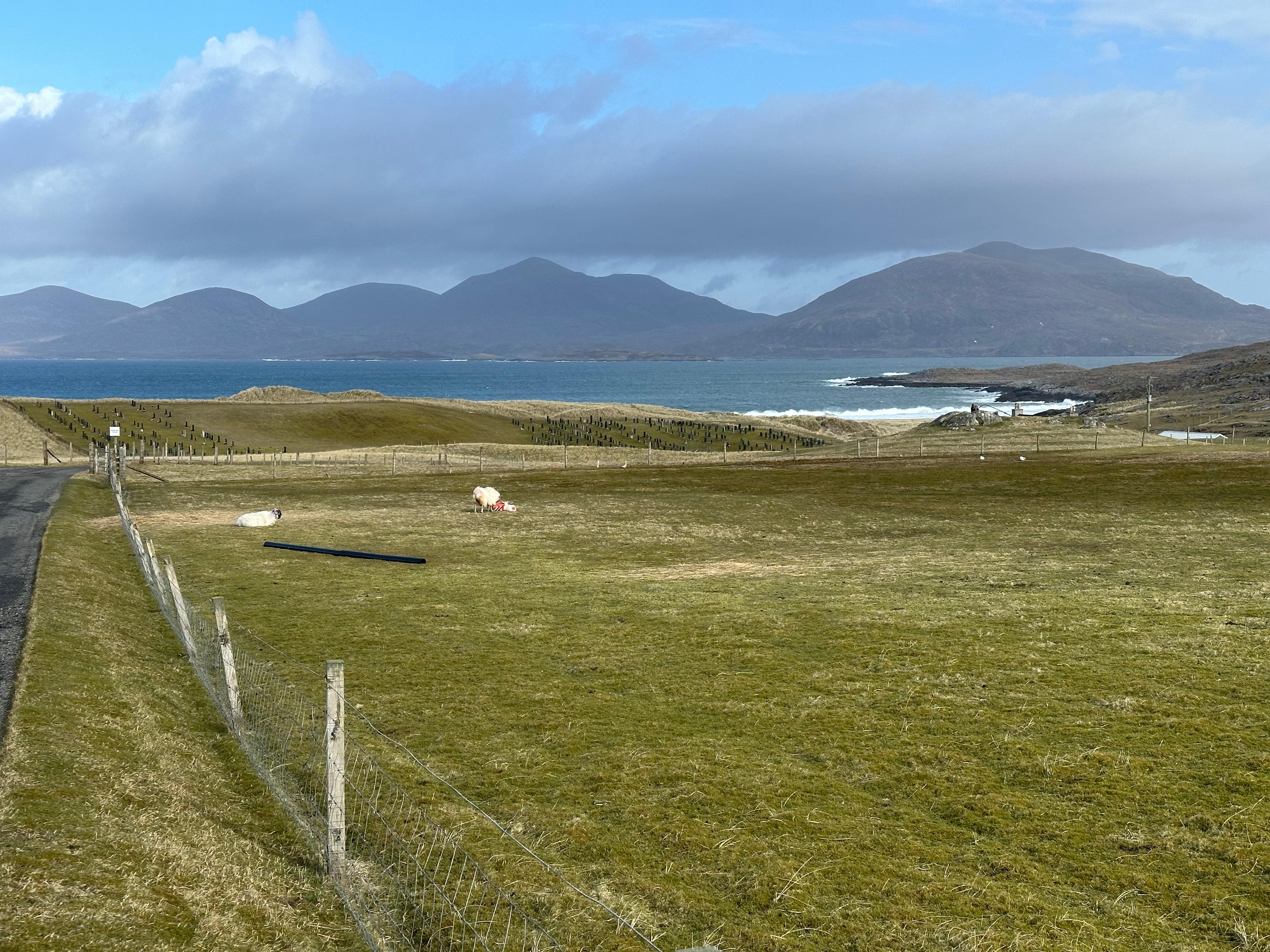 Walking from the house towards the entrance of Luskentyre beach. 