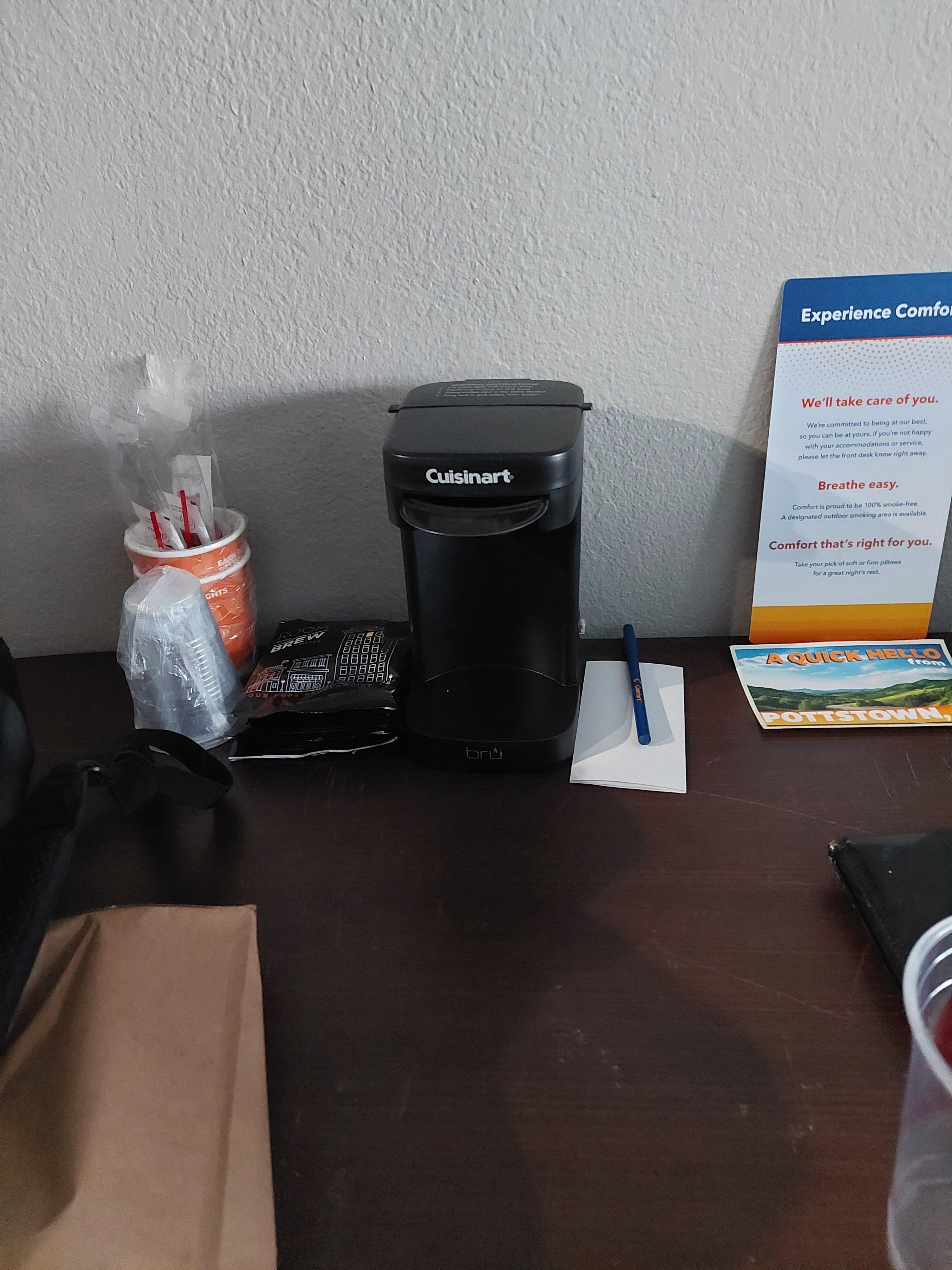 The coffee making area with no carafe