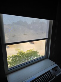 Room window was filthy.