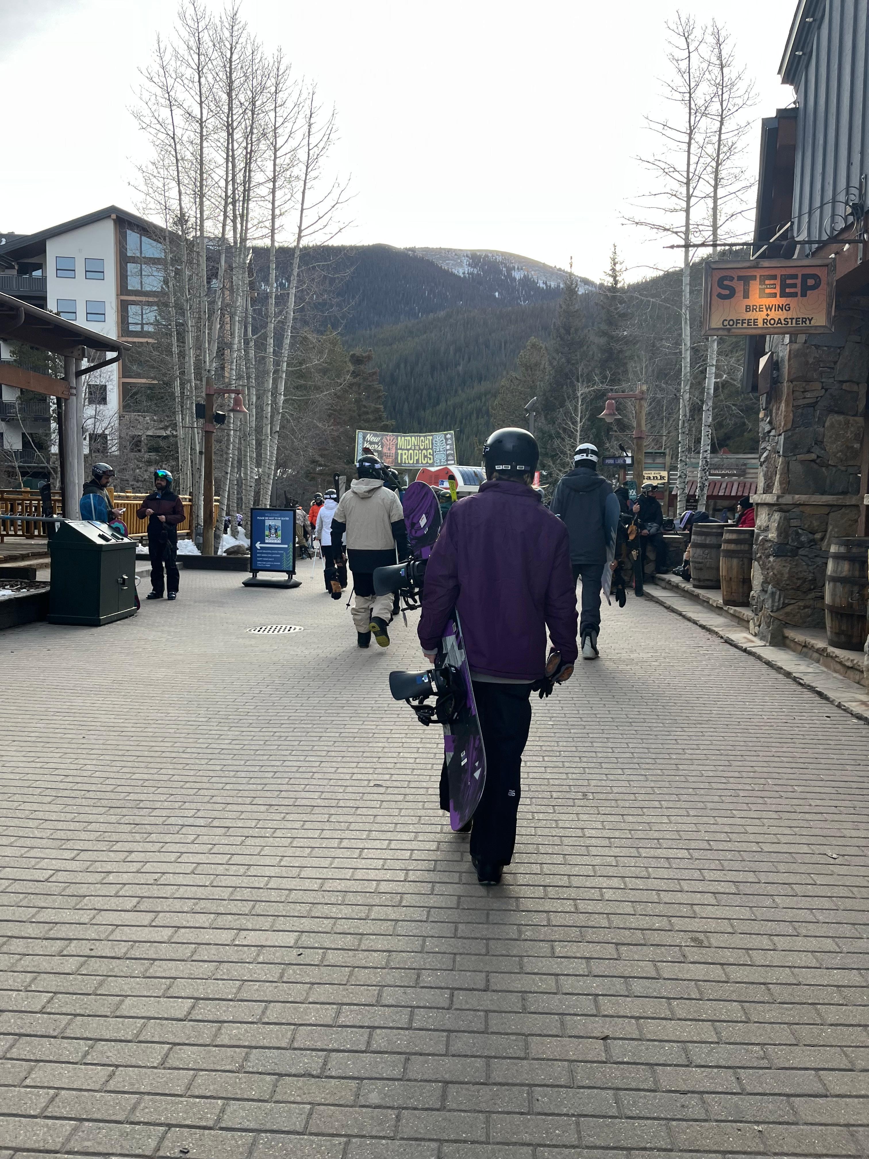 Walking to the gondola.