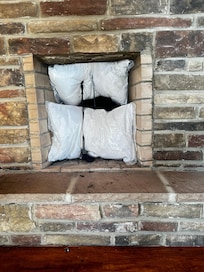 Holes in the fireplace to the exterior left guests exposed to below freezing temperatures and critters seeking shelter.