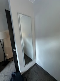 Upgraded mirrors in bedroom and bathroom.