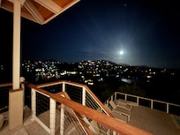 The moon and the stars illuminated the night sky