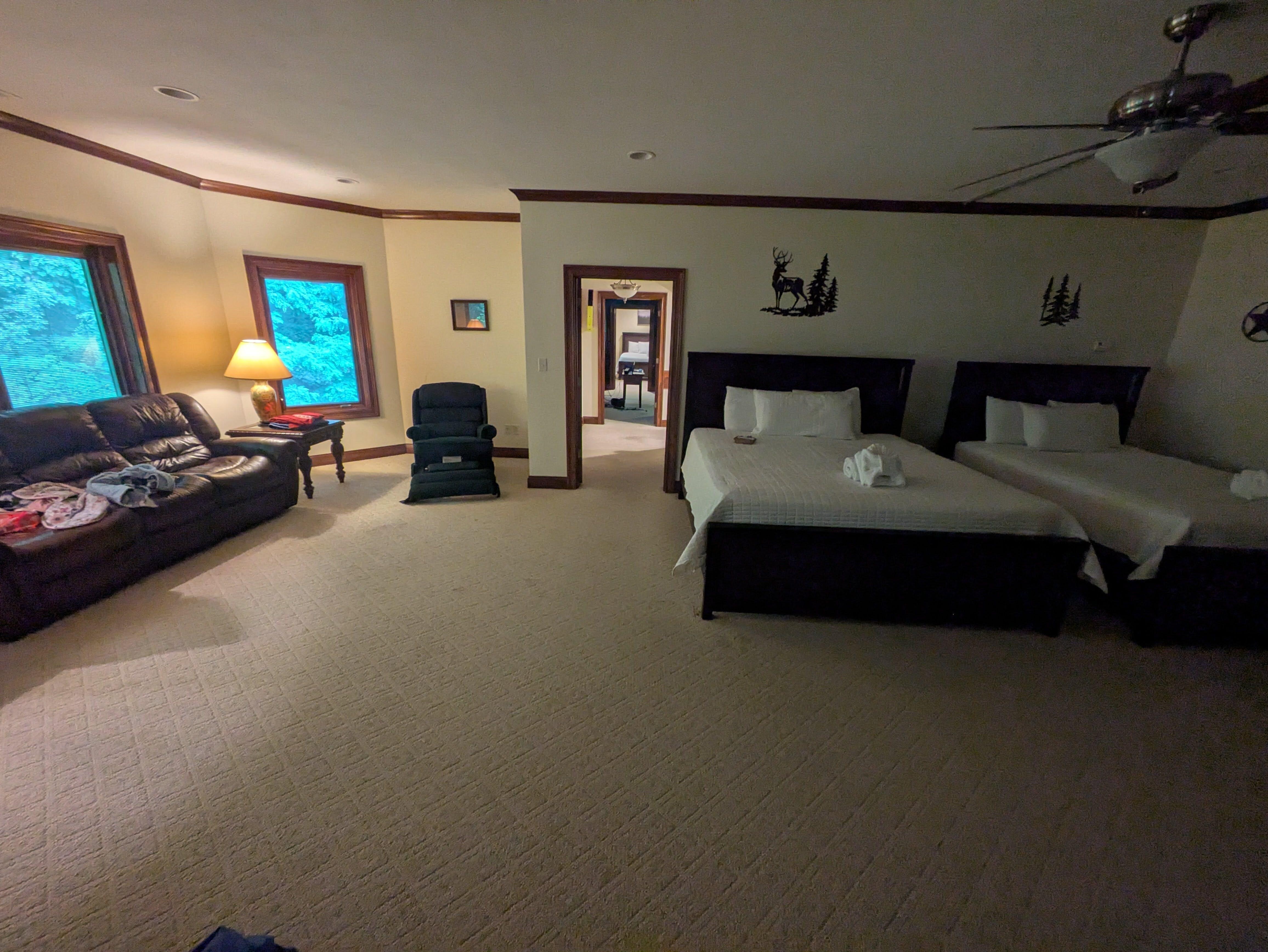 Upstairs suite - two beds - one king, one queen