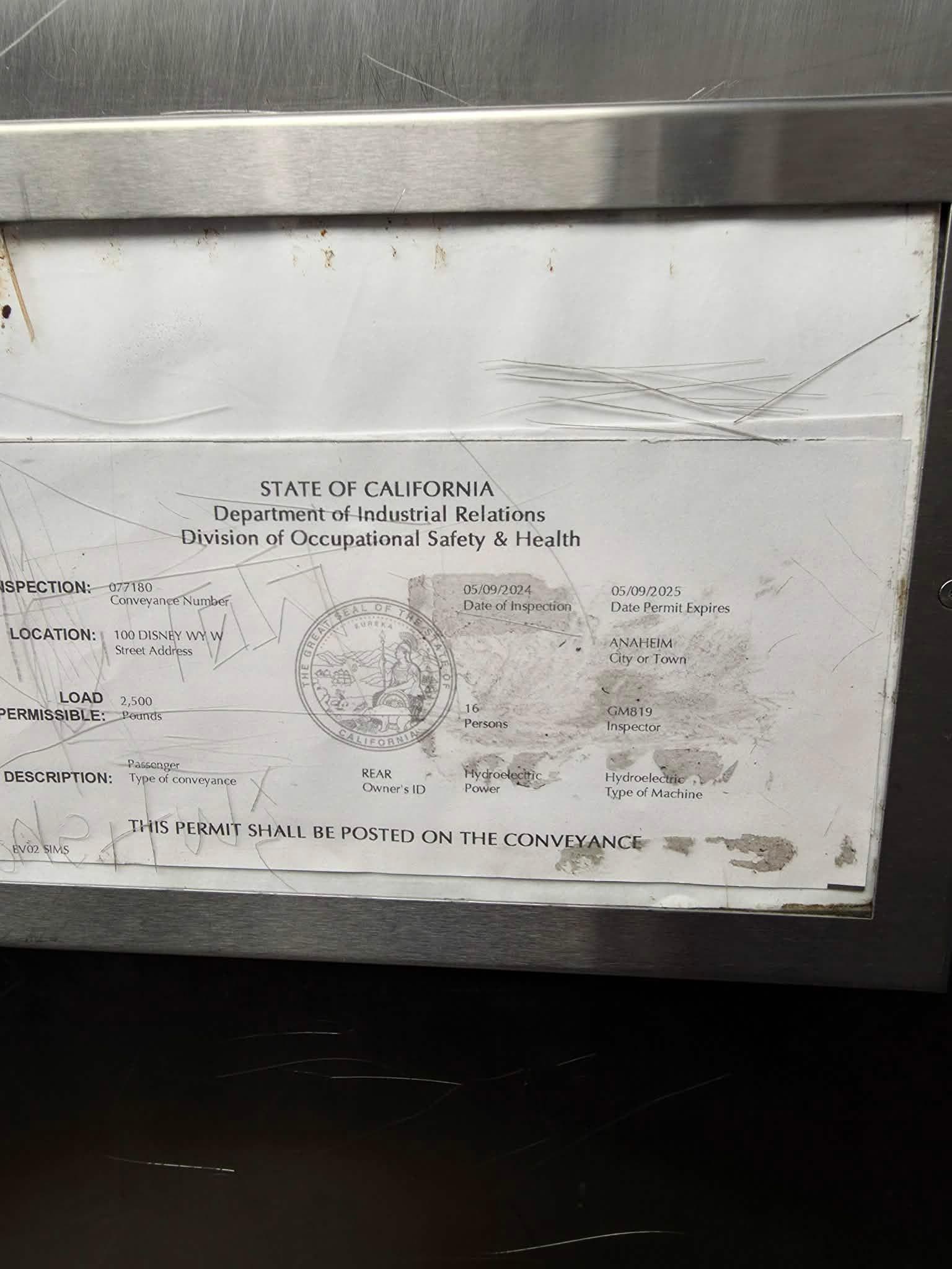 Elevator cert