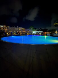 Pool area at night