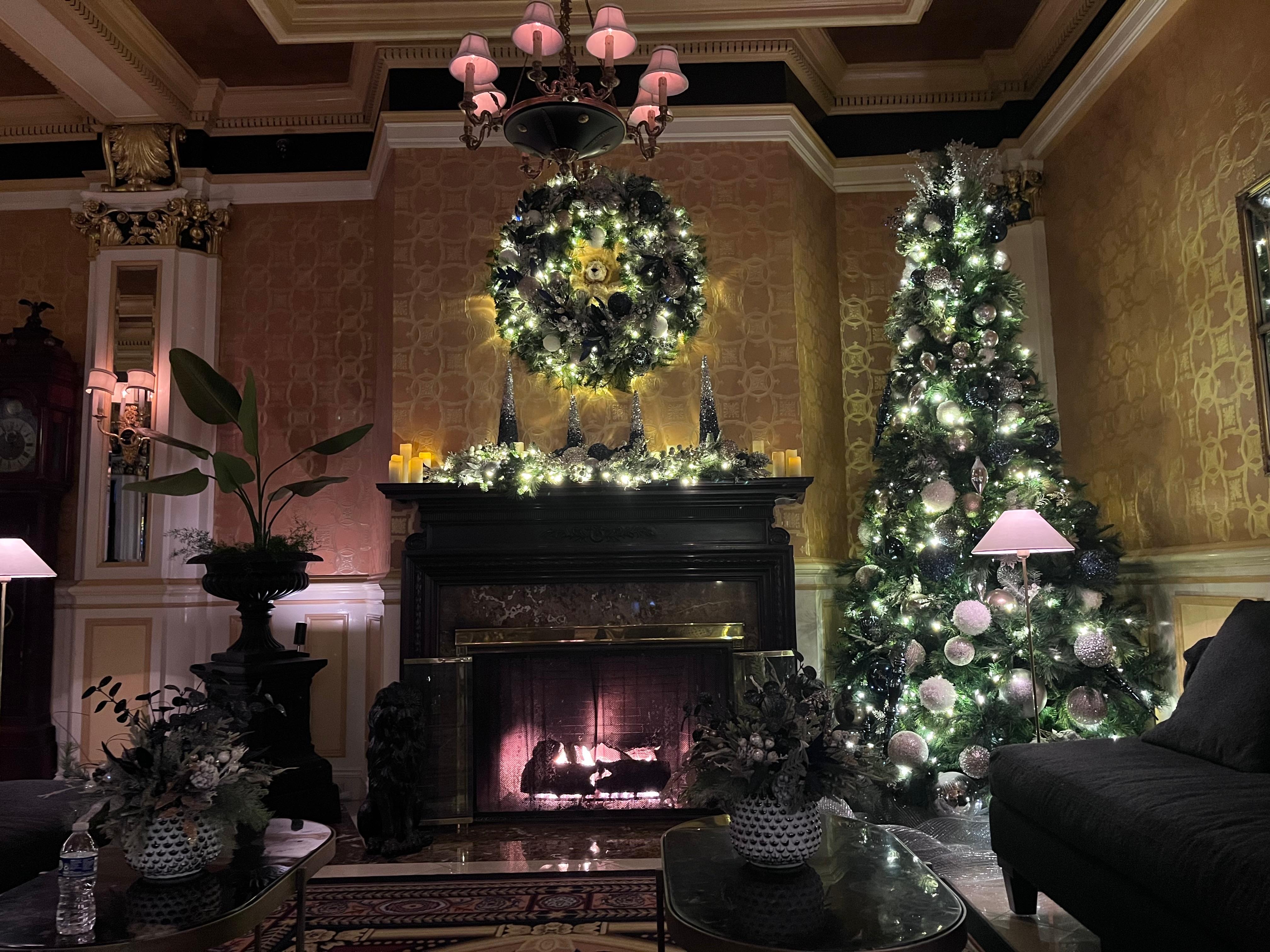 One of the seating areas - cozy fireplace 