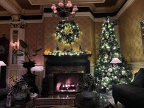 One of the seating areas - cozy fireplace