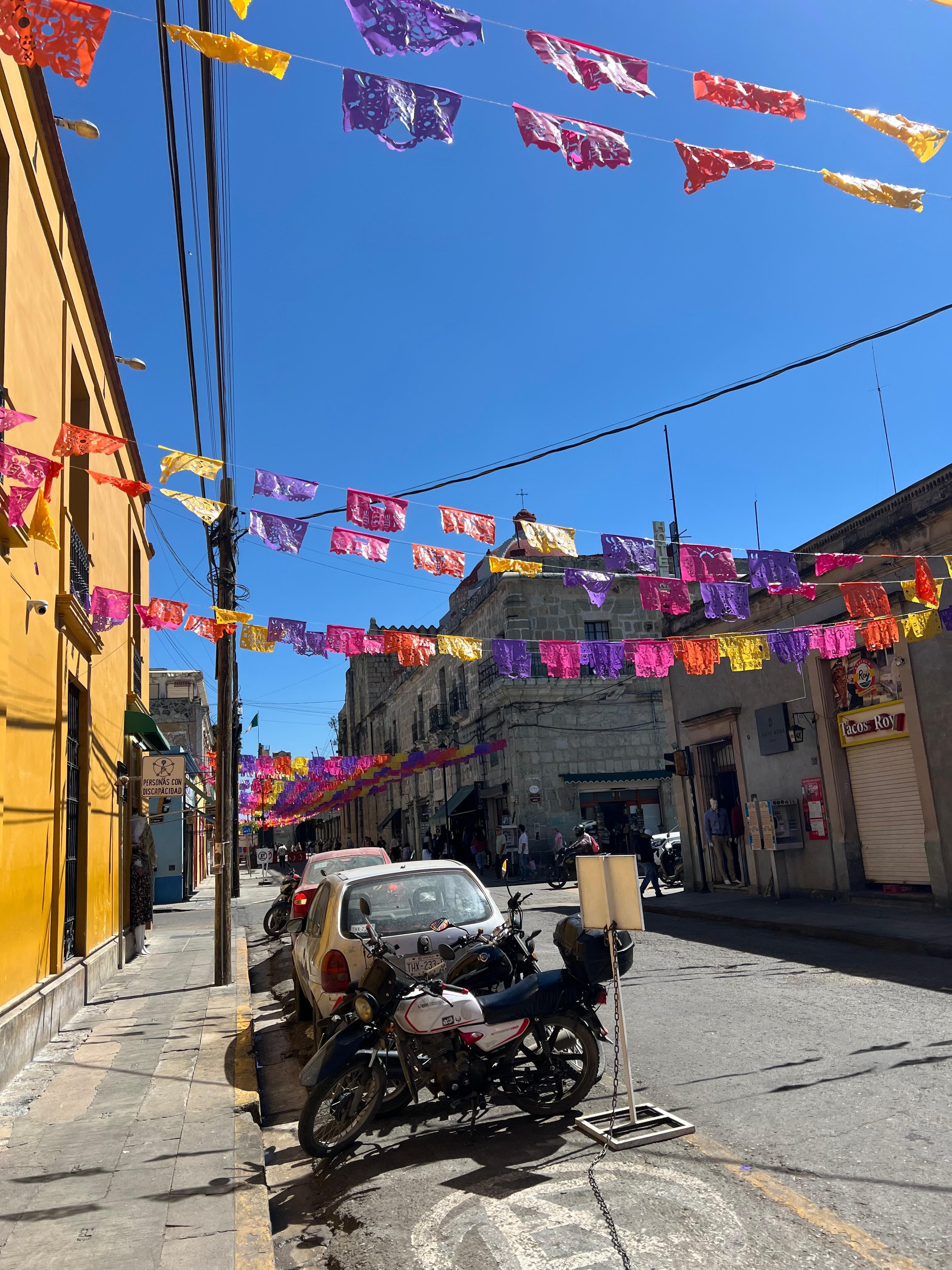 Outside of the hotel.