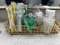Very thoughtful and helpful toiletries in the primary bathroom.