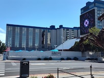 West side view of the hotel and property.