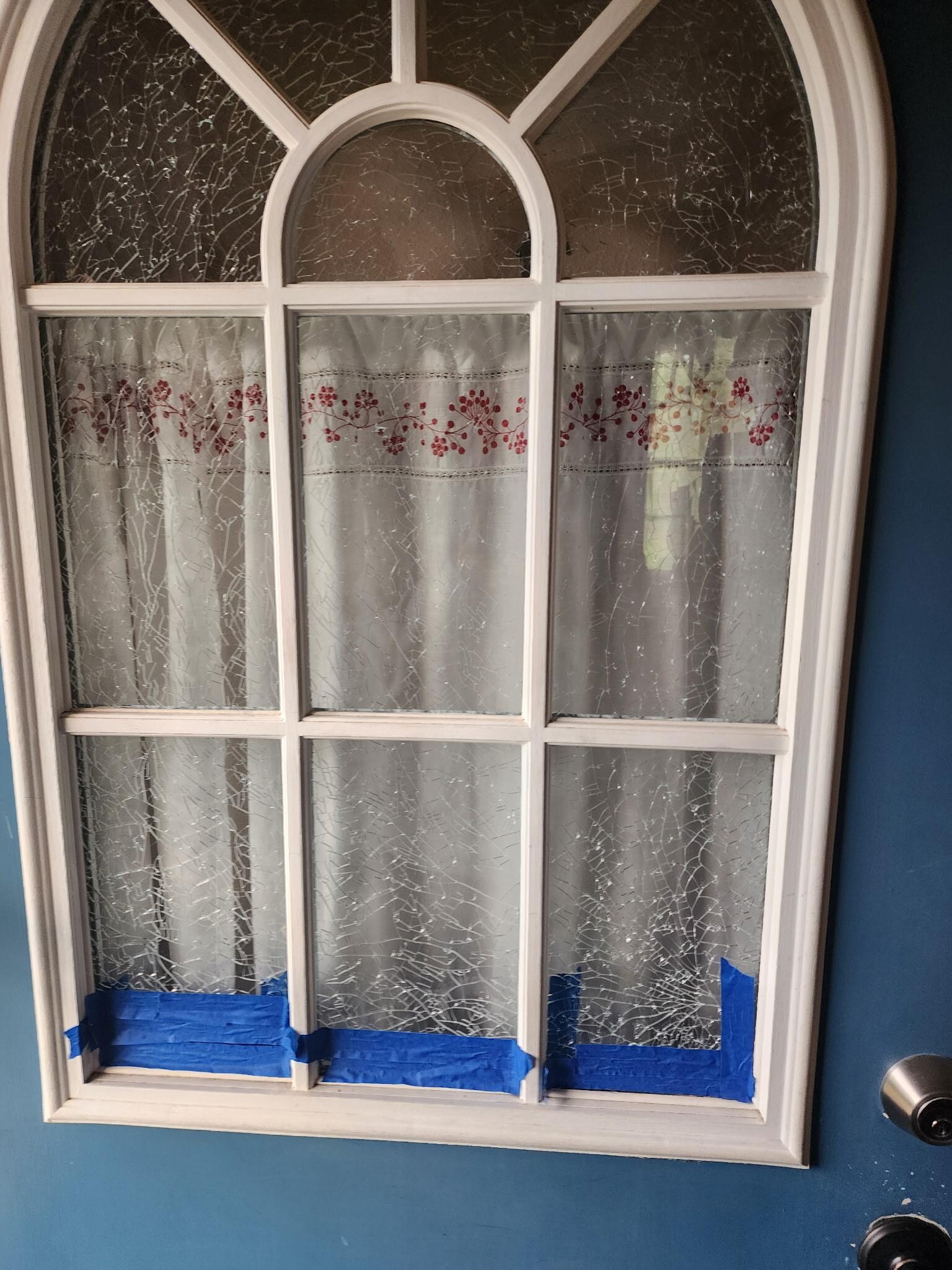 Front door glass is smashed