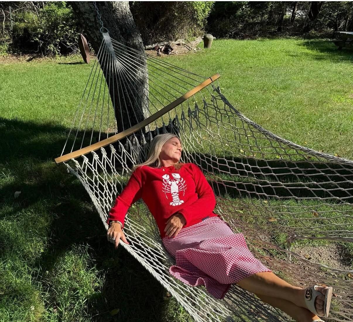 Relaxing in the hammock.