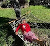 Relaxing in the hammock.