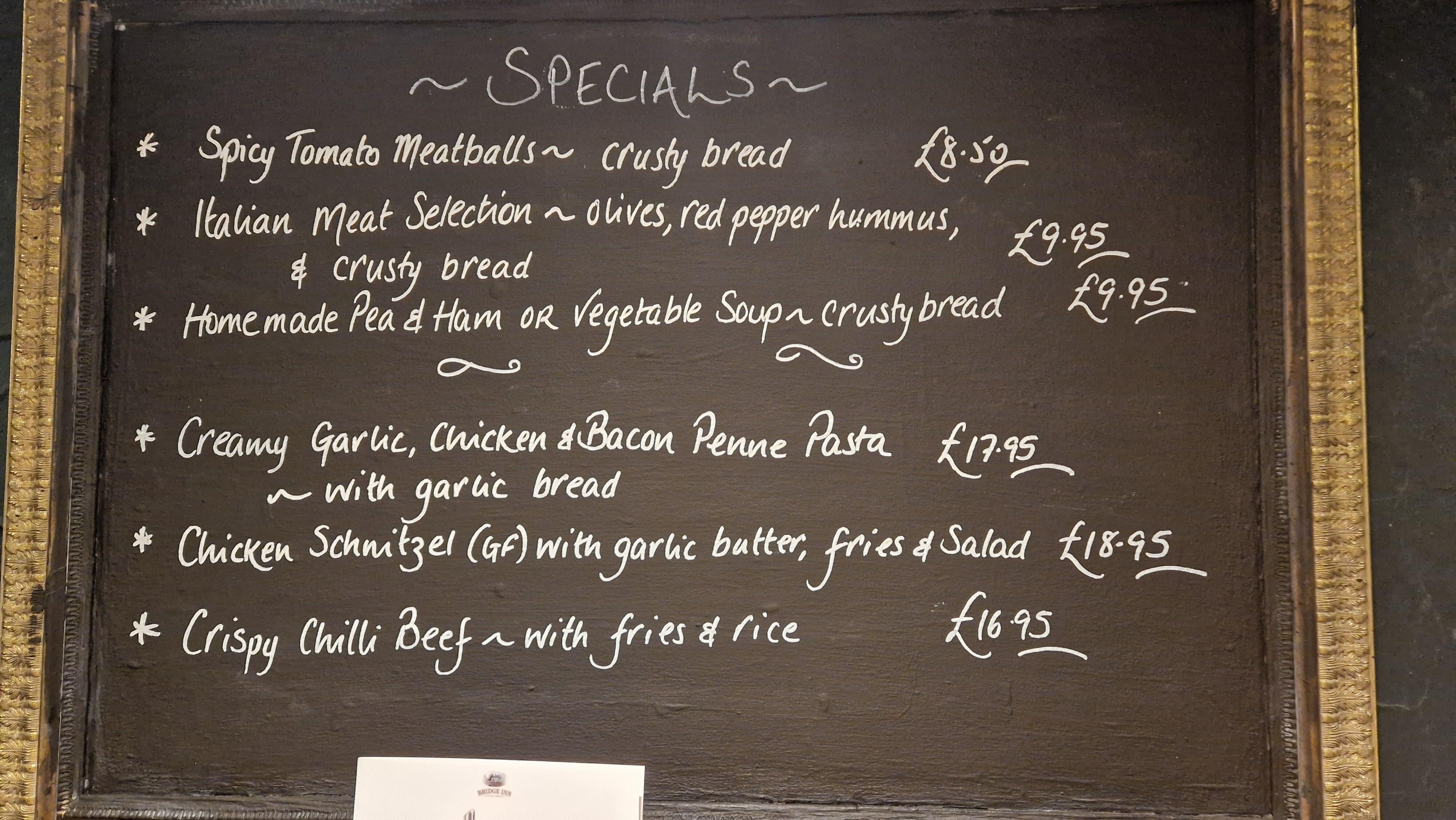 Specials menu