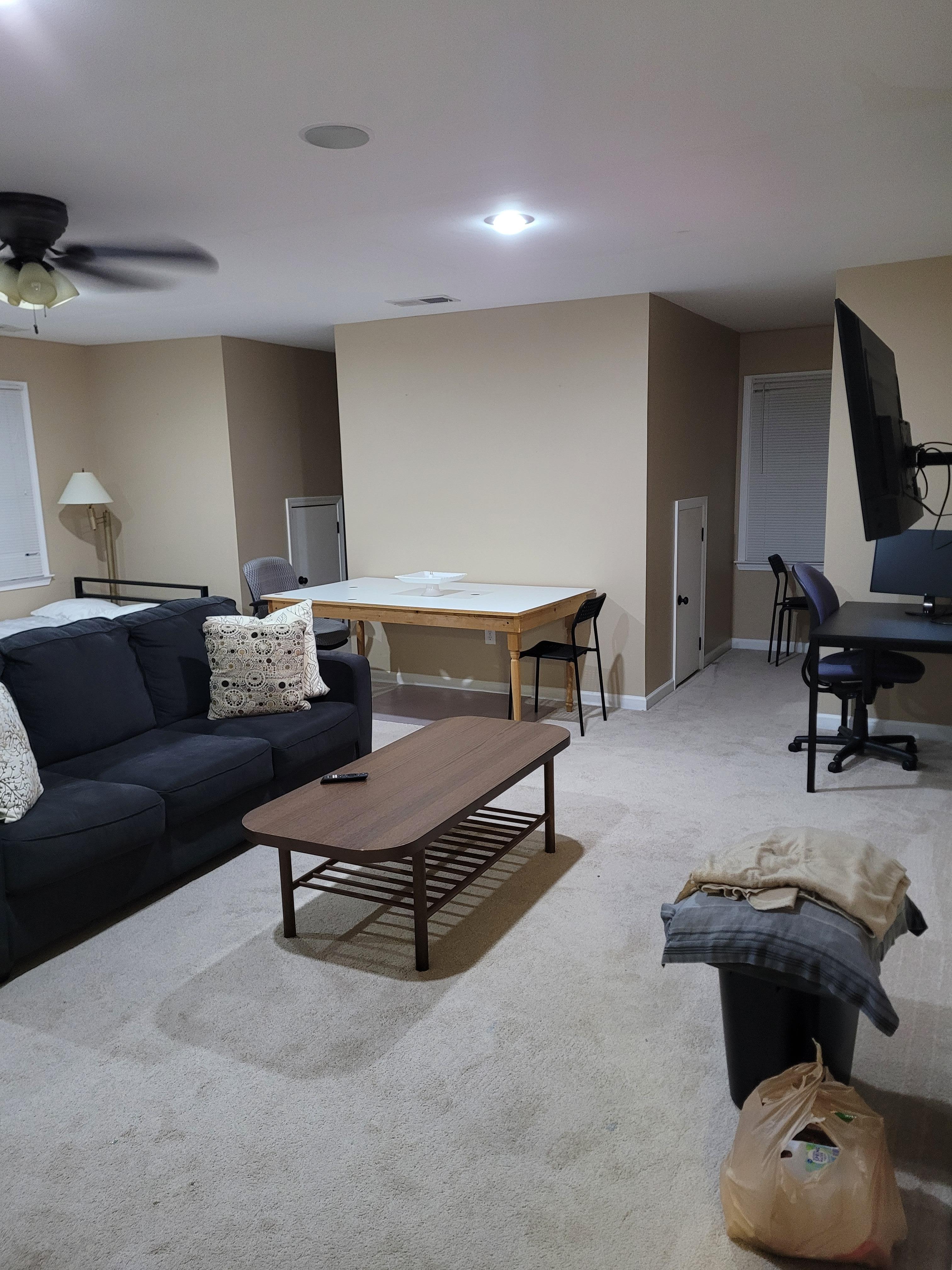 The living room was very comfortable with internet and extra sleep spaces.