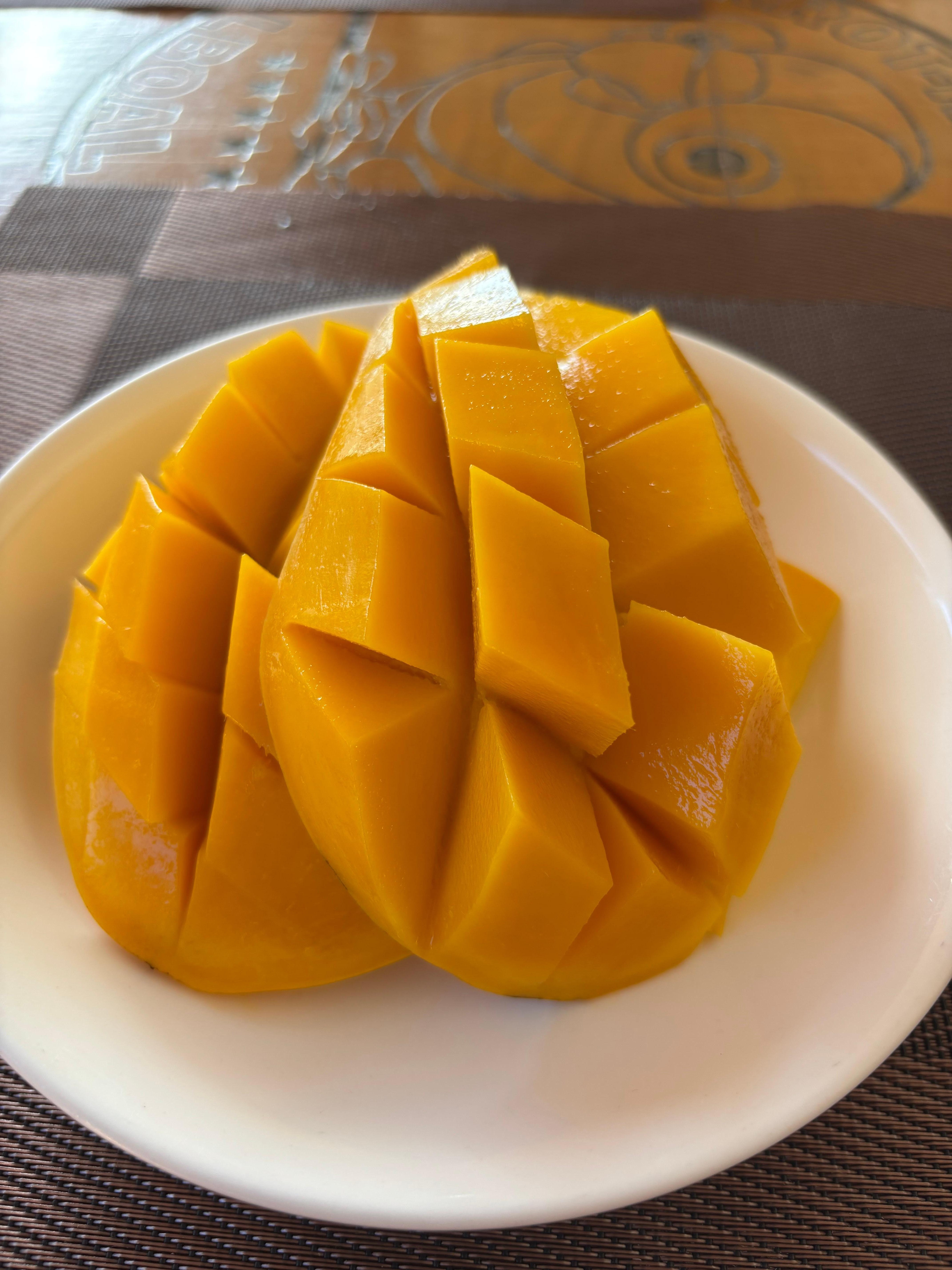 Sweet mango each morning with breakfast. 