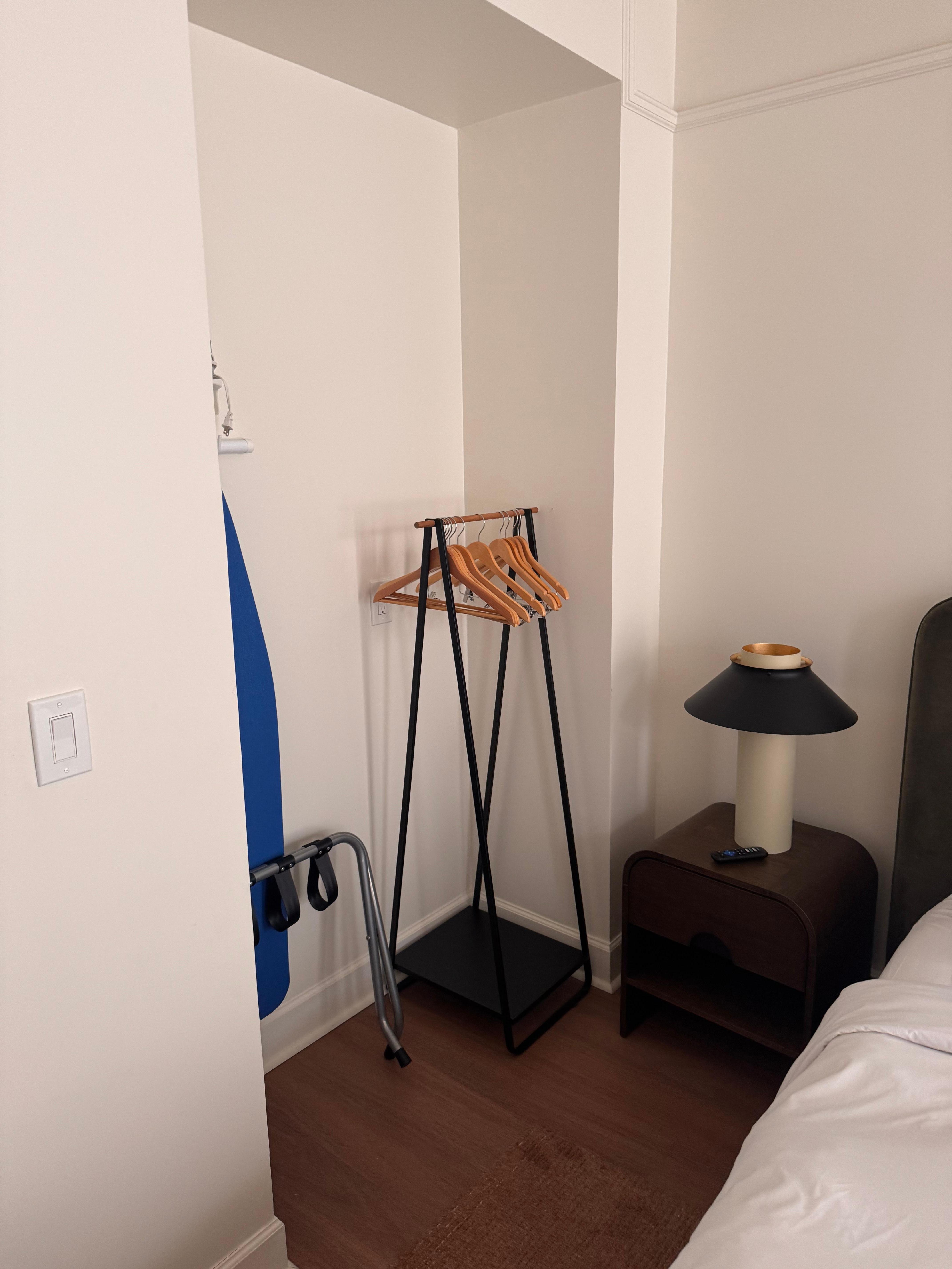 No closet or cabinets