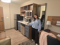 Kitchen was convenient for our long stay