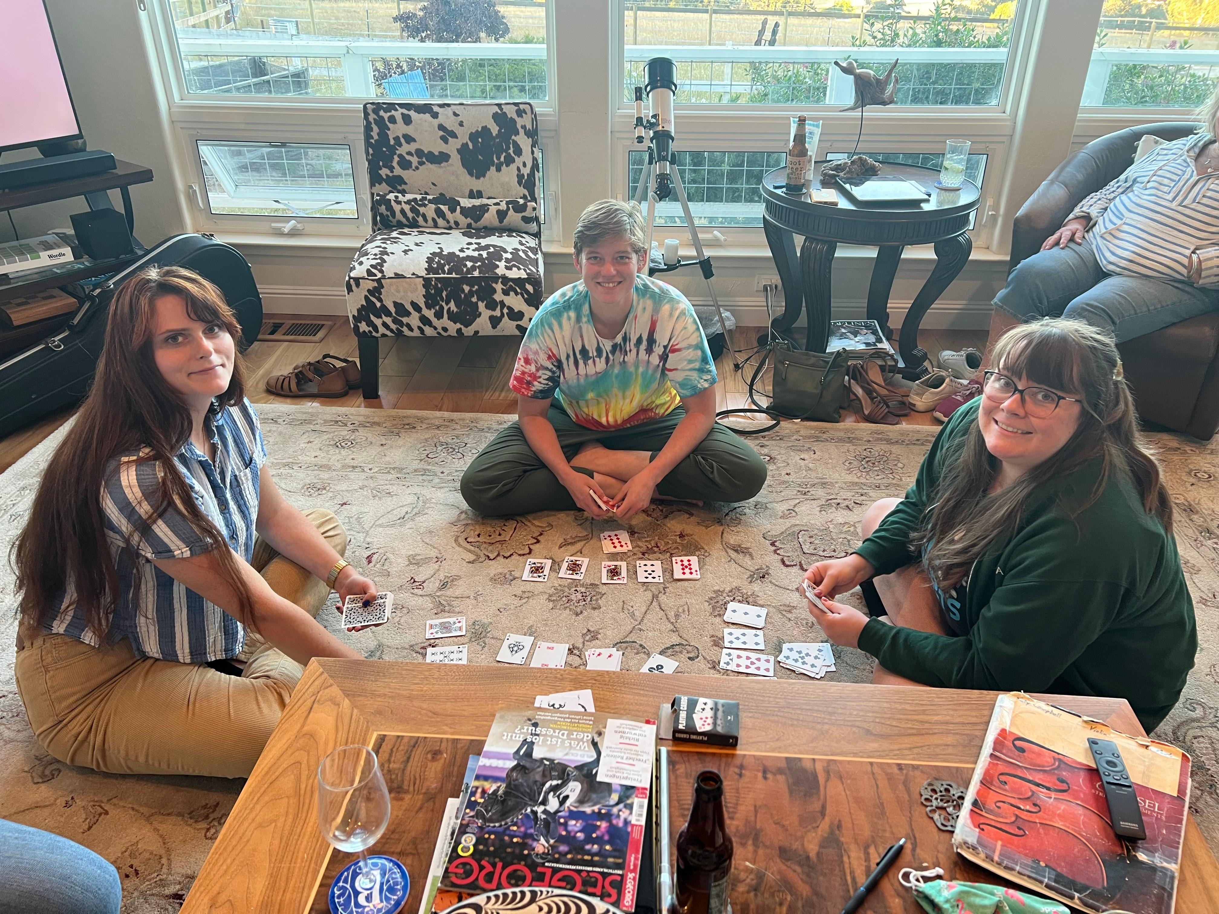 playing cards in the great room