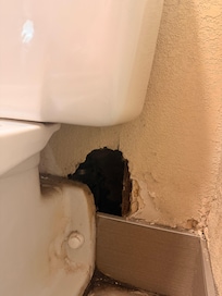 hole behind toilet