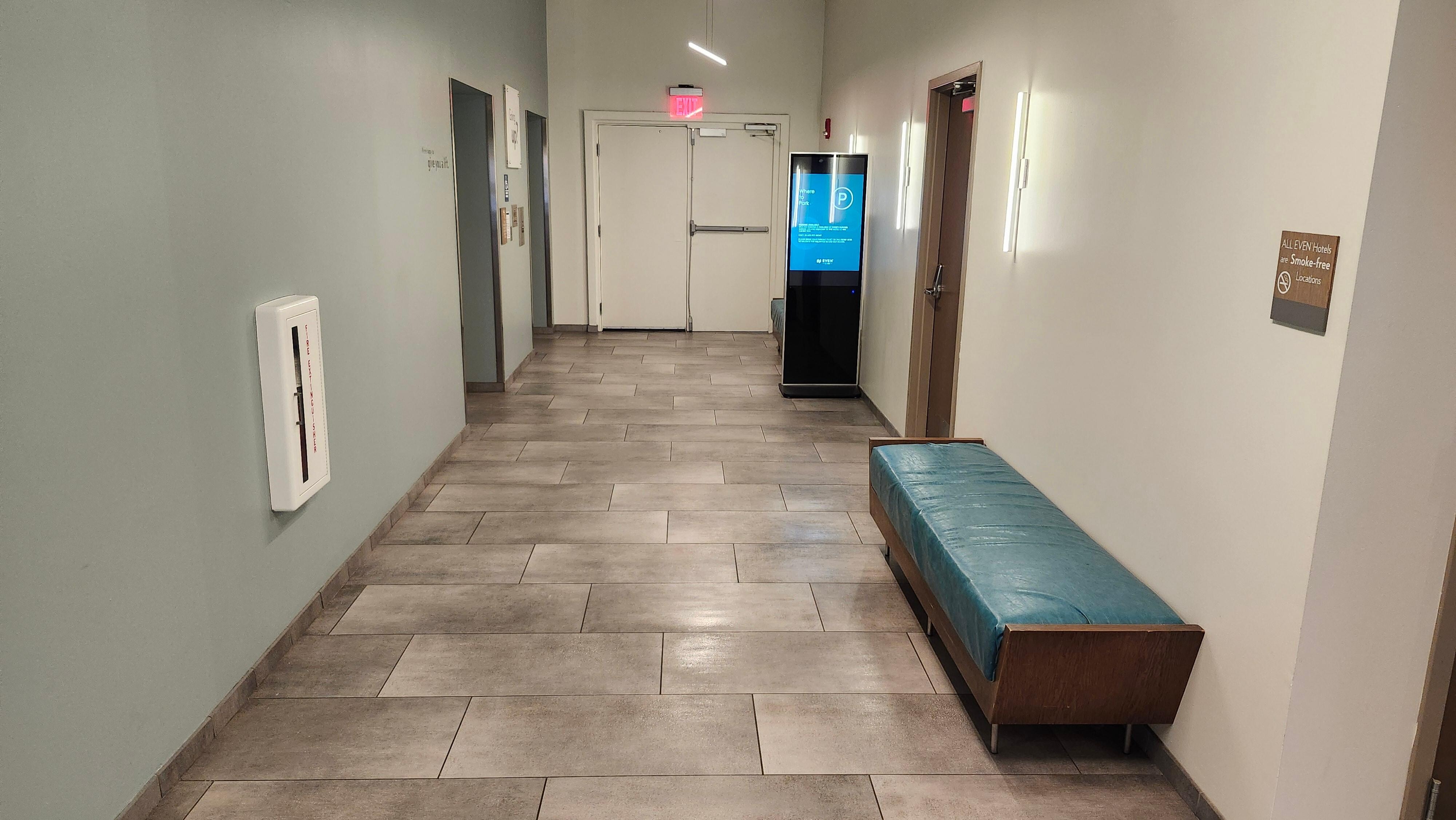 Street entrance to elevator to loby.