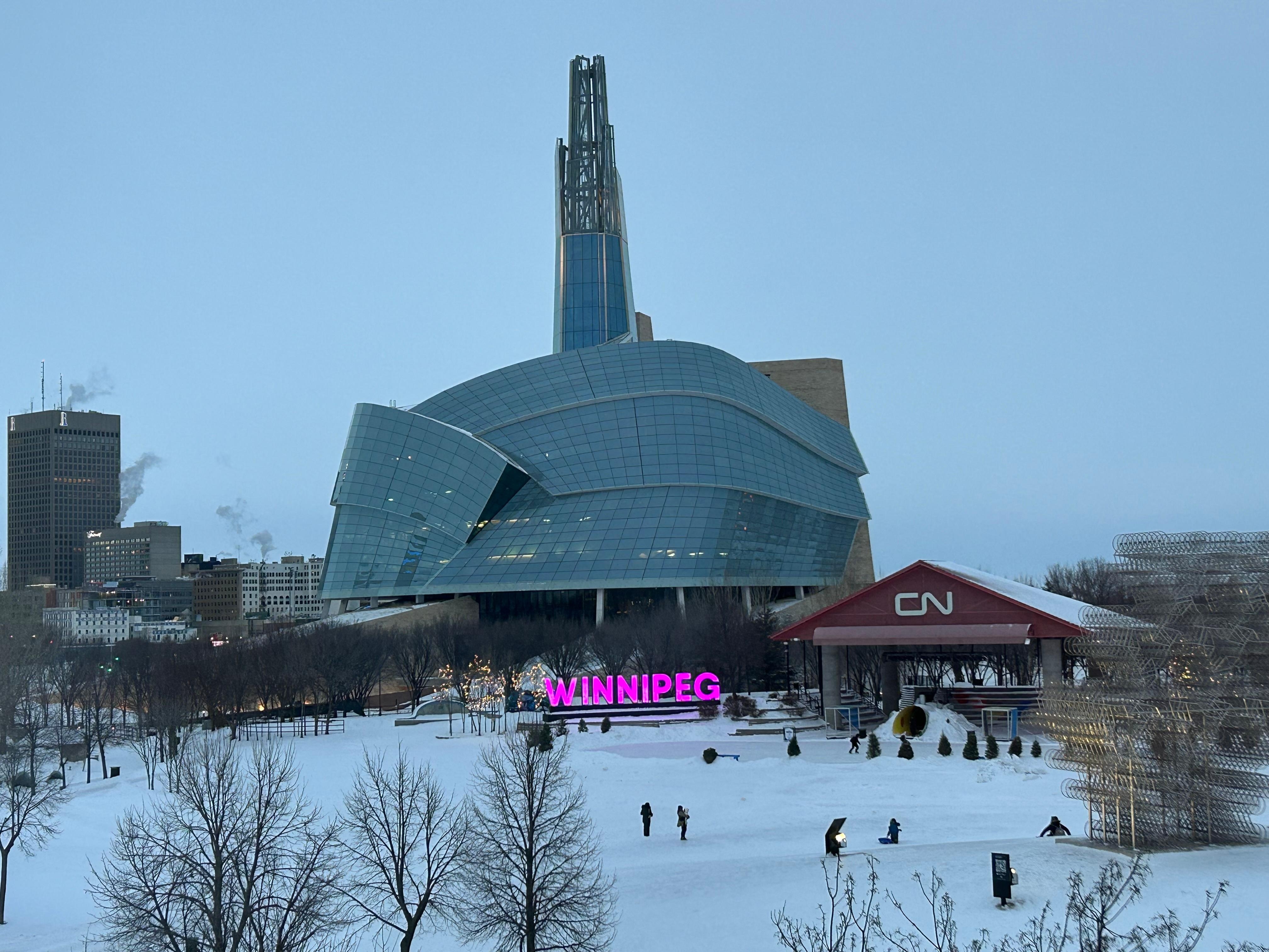 The view out of our room - the Winnipeg Human Rights Museum