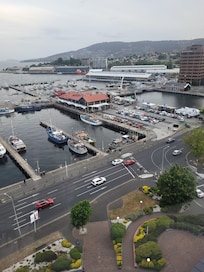 View of the docklands from the 19th floor lobby