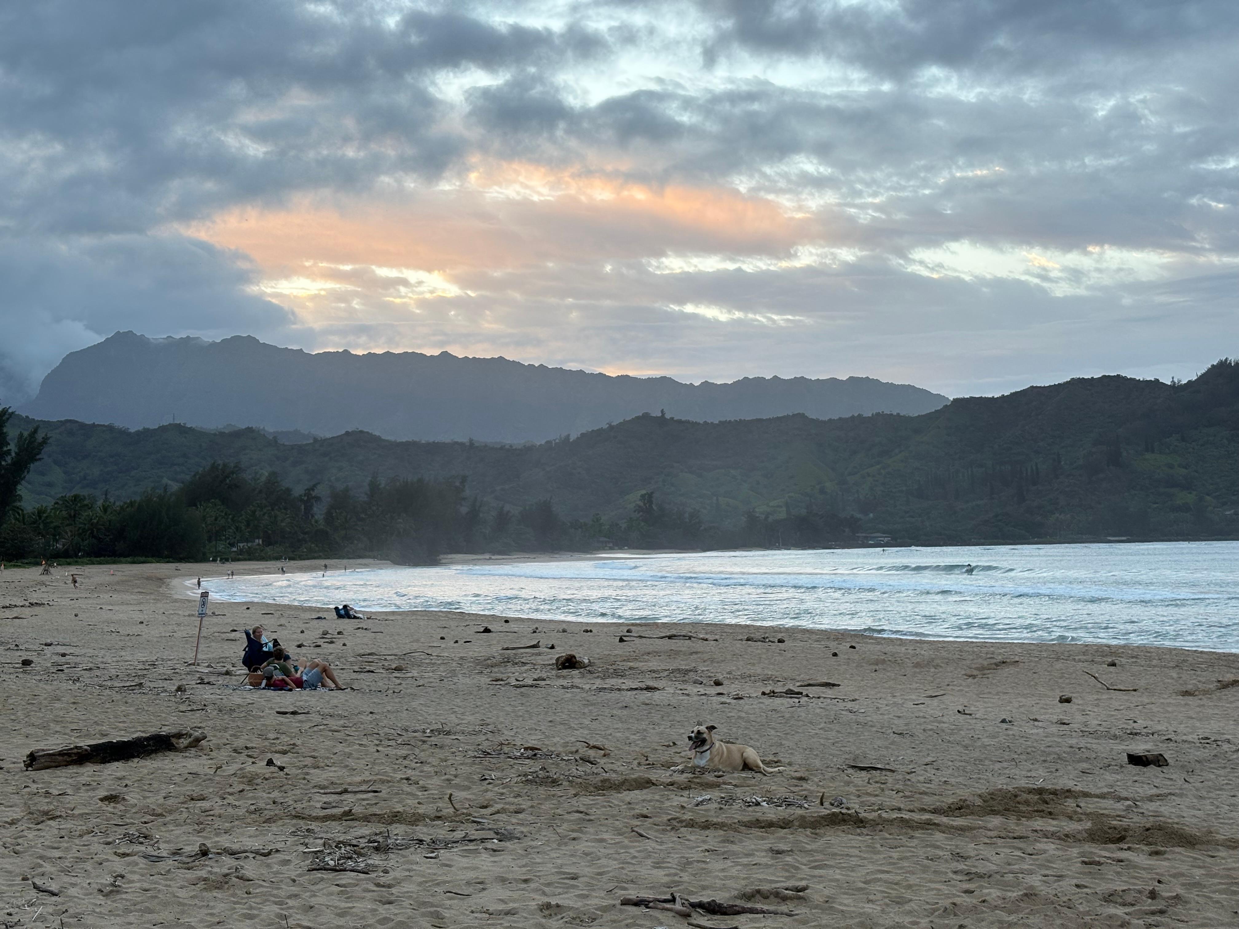 Hanalei Bay, ten minutes away. 