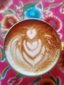 カフェでいただいたフラットホワイトというカフェラテです。とっても美味しかったです。