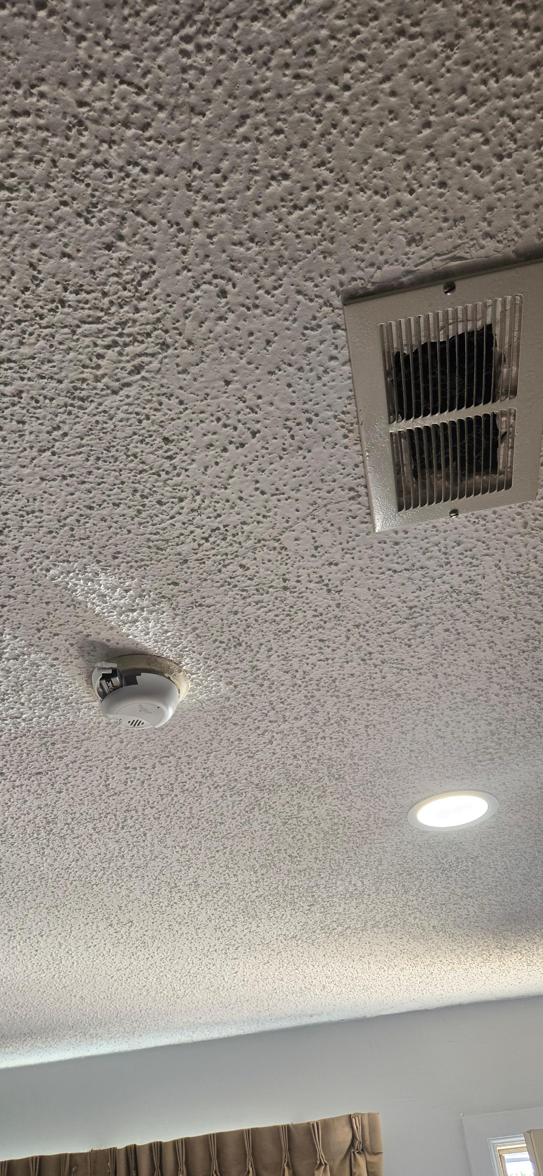 Vent just a hole knocked in ceiling, battery wasn't even in fire detector