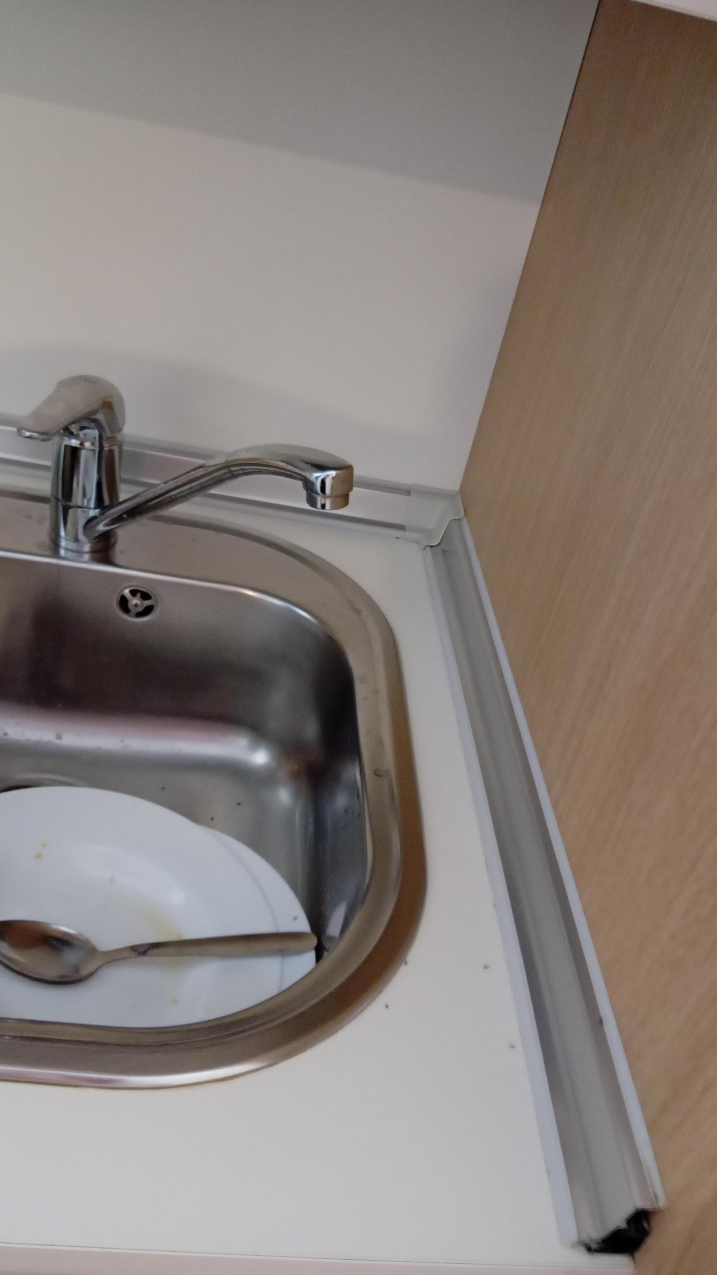 Around the sink. But I wasn't able to upload a video of another area..