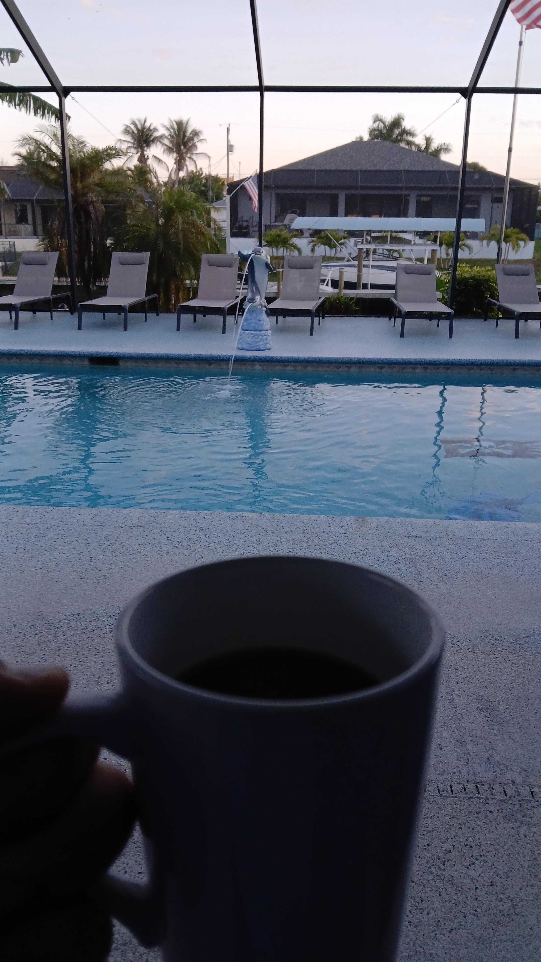 Beautiful morning and view with a nice cup of coffee 