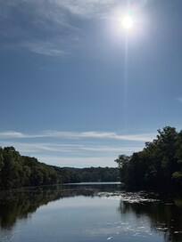 Beautiful view from the spacious accommodating fishing dock on Taneycomo.