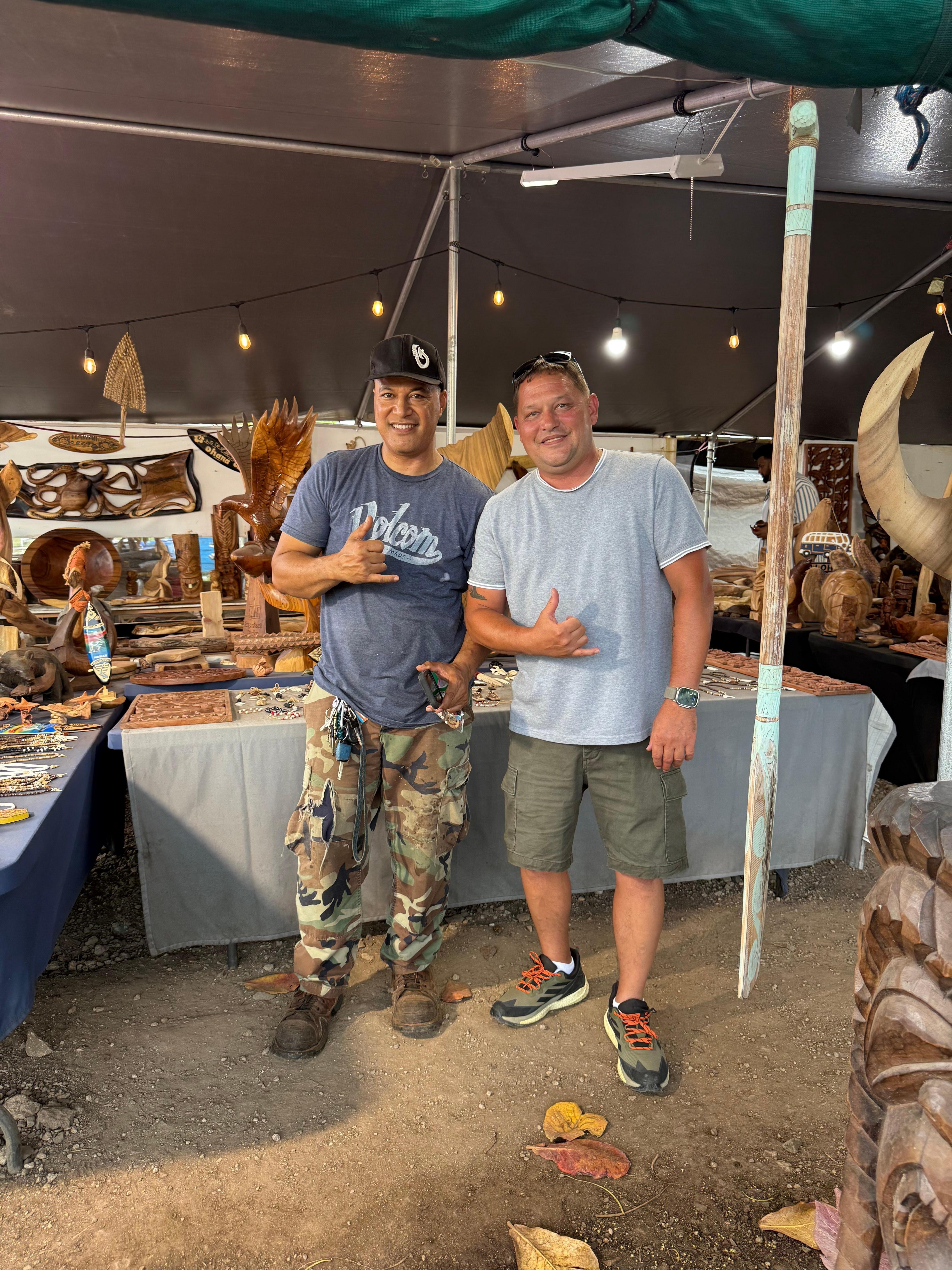 Less than a mile north to the right of glass blower. 6th generation carver.  