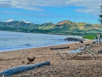 Looking down the beach from right in front of the condo in the evening
