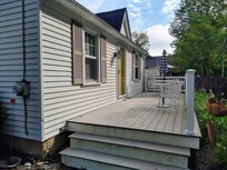 The spacious front deck