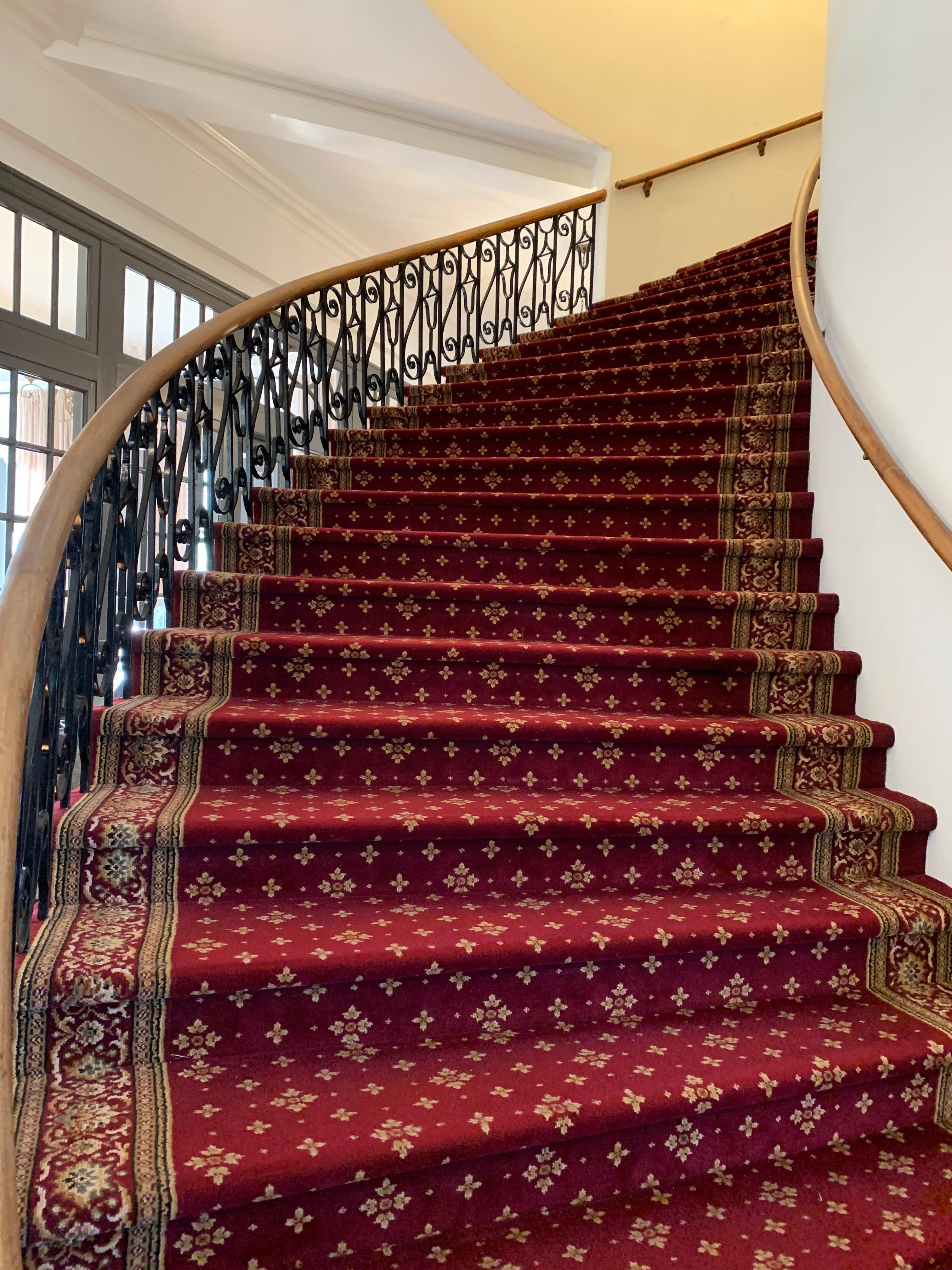 Spiral staircase in the middle of the hotel