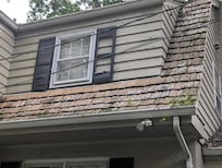 mossy roof, broken shutters,