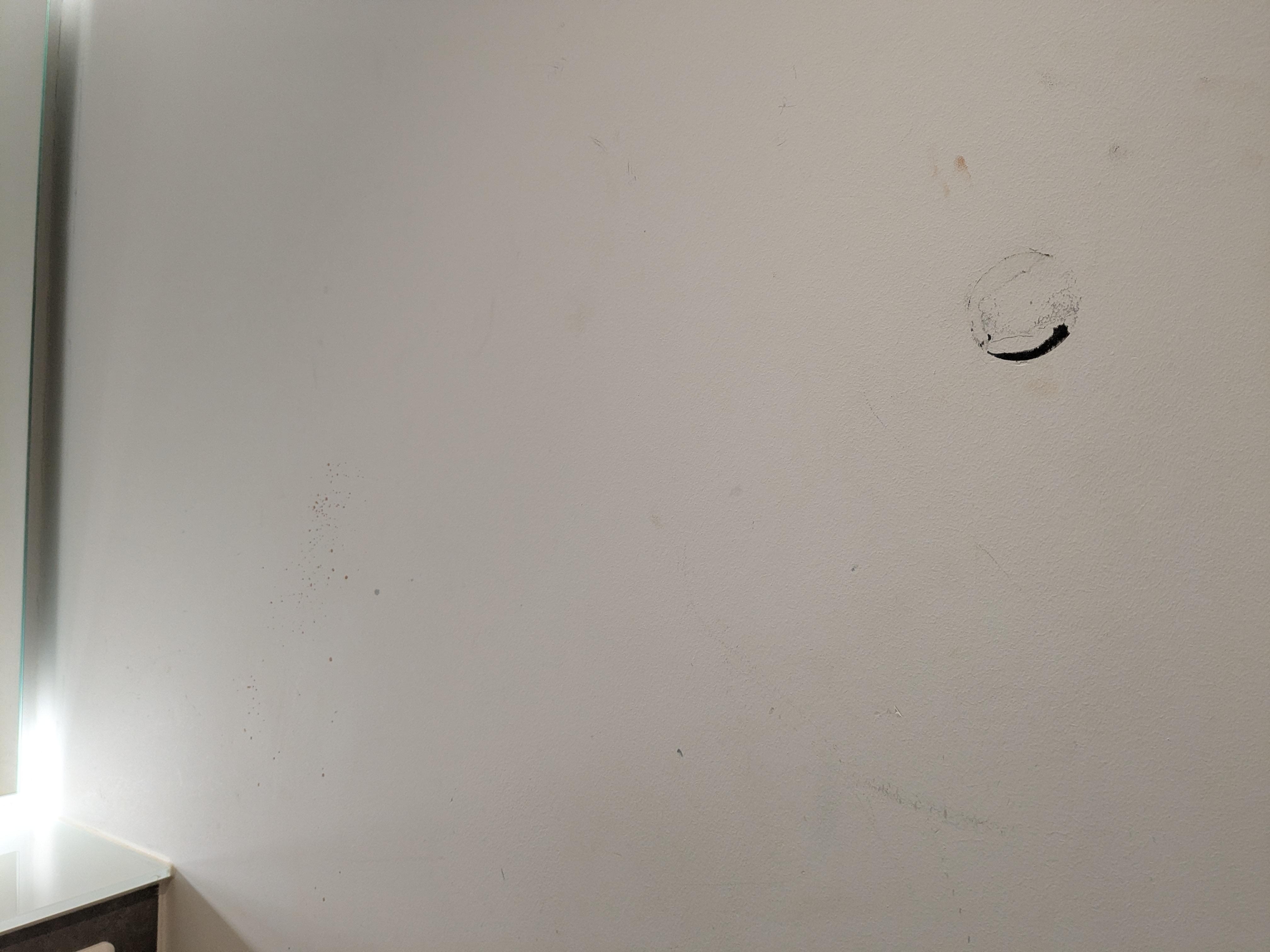 Scuffed wall in the bathroom 