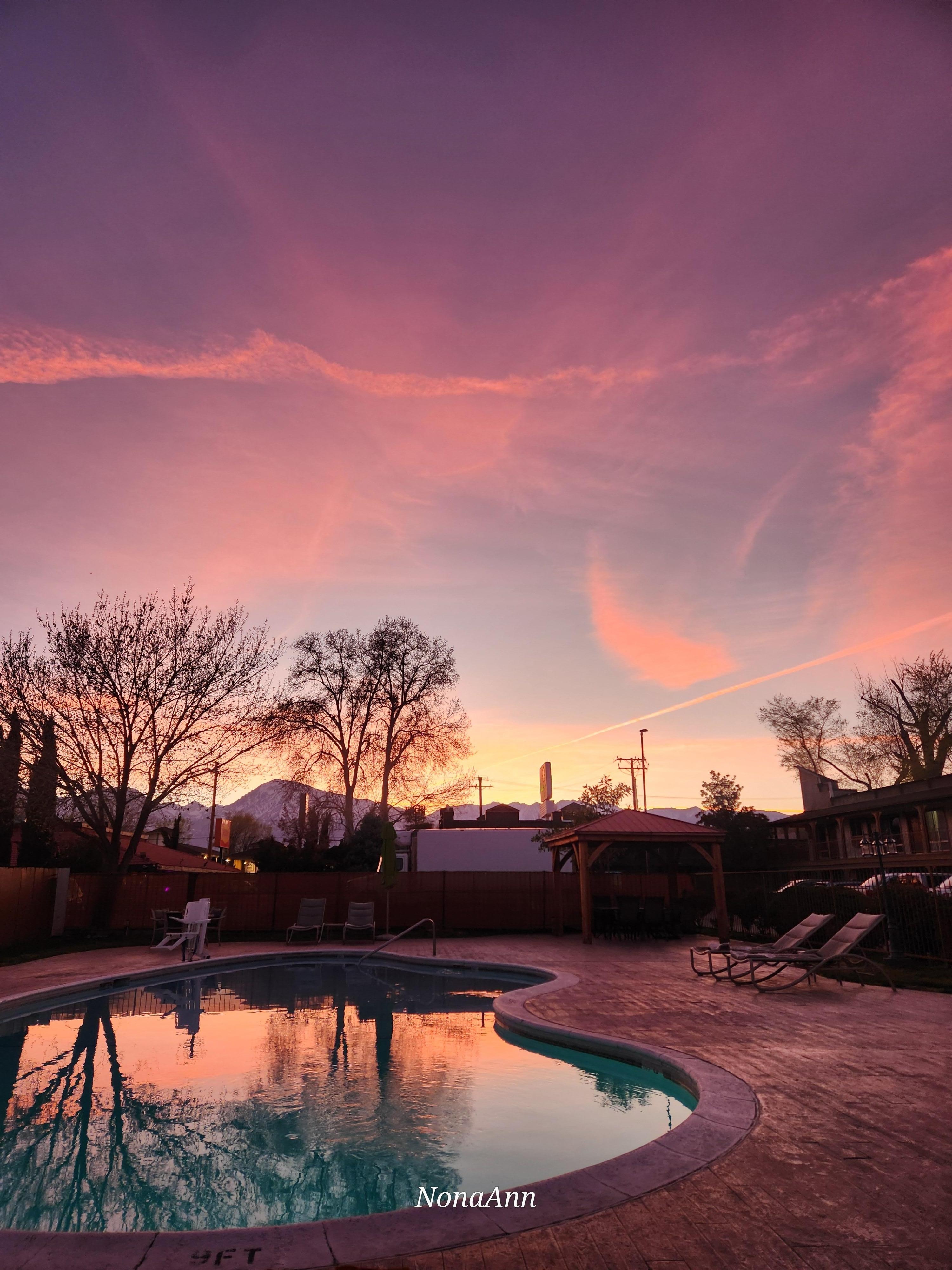 Beautiful pool sunset.