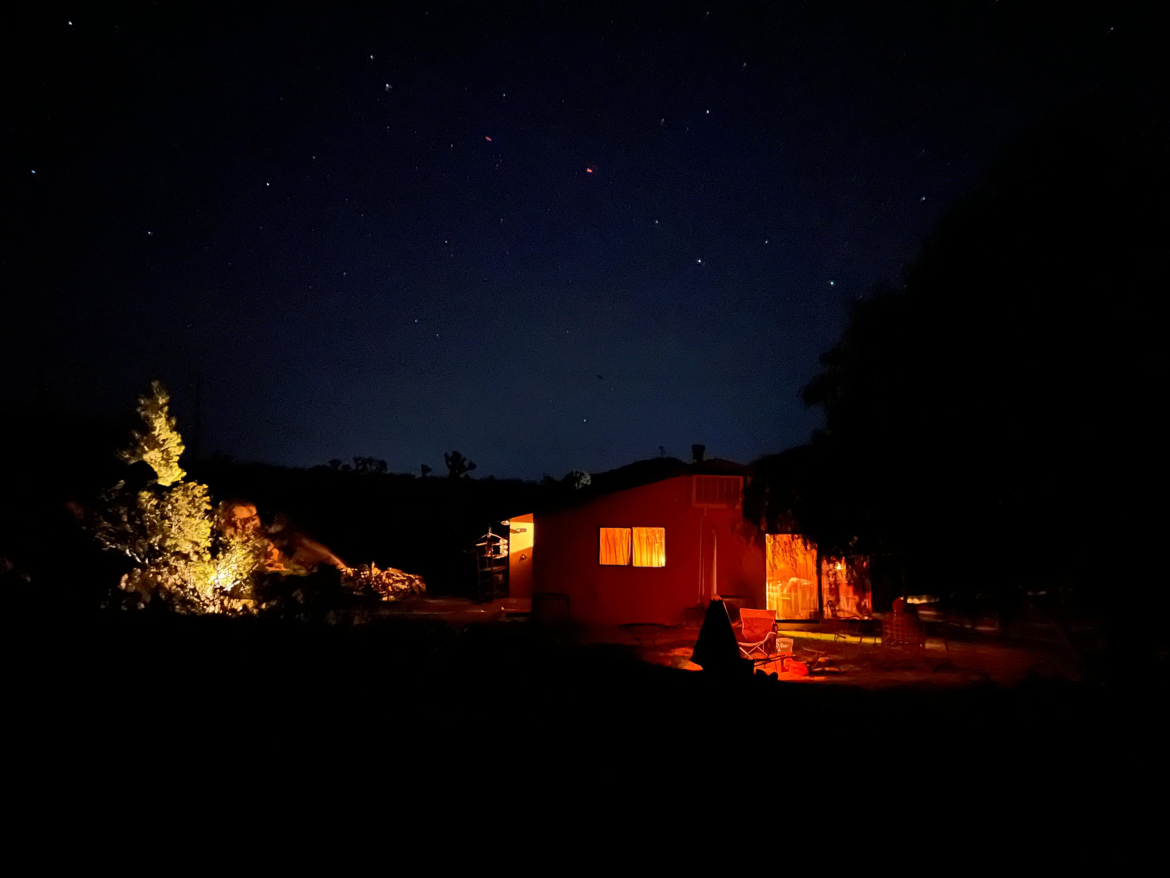Looking back towards the house during short stroll around property at night