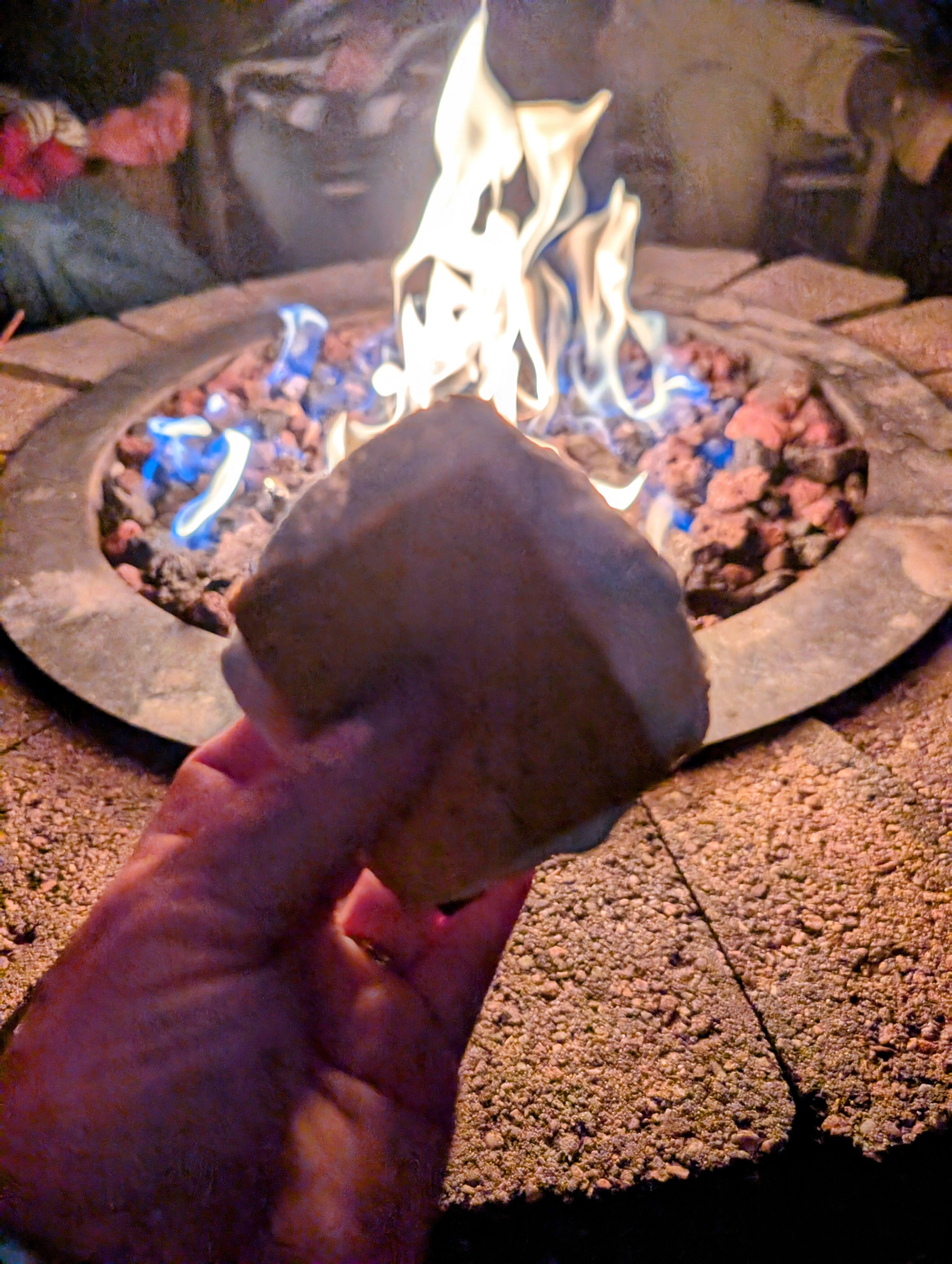 Enjoying a s'more!