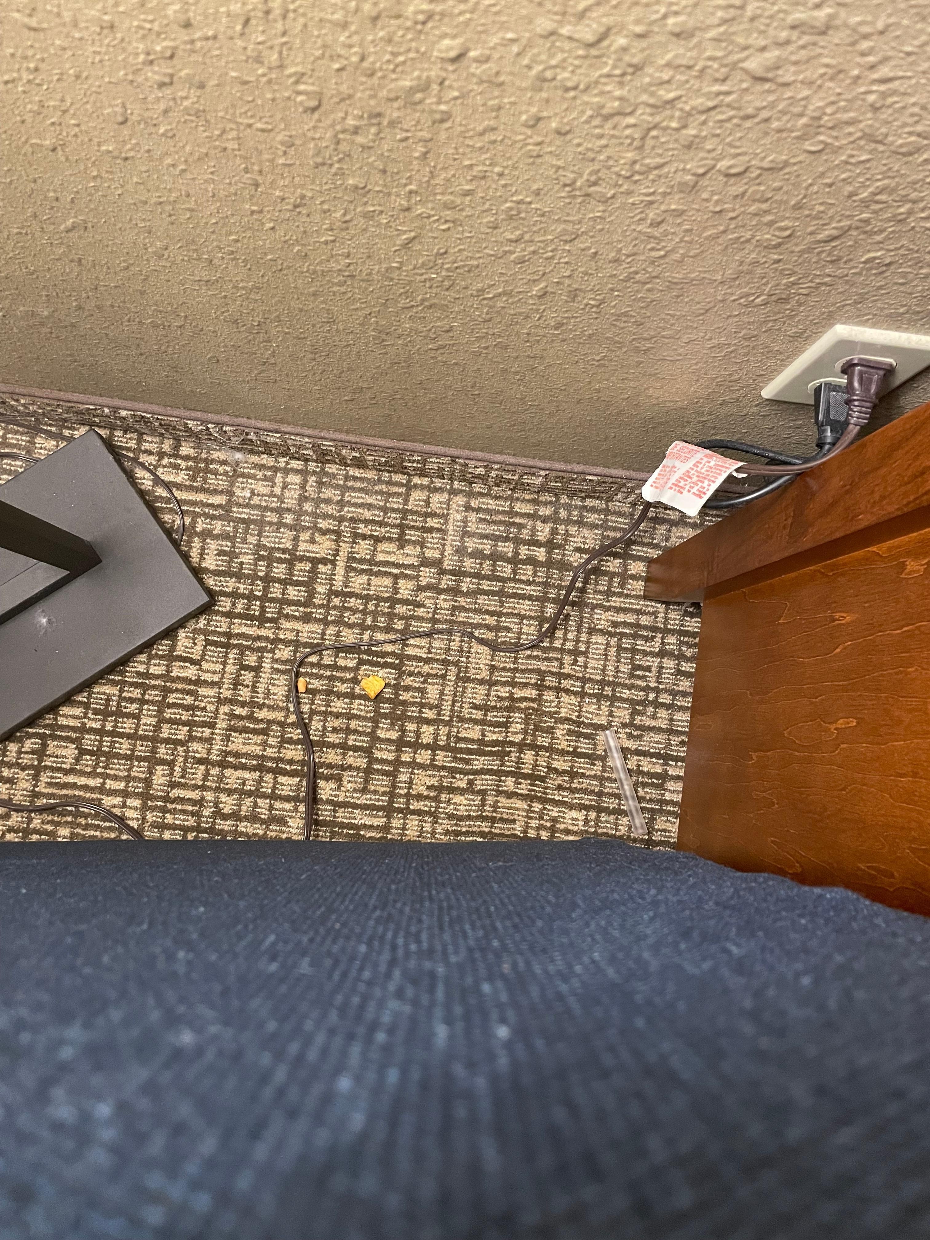 Food behind chair
