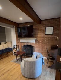Fireplace ambiance! Darling desk with local info