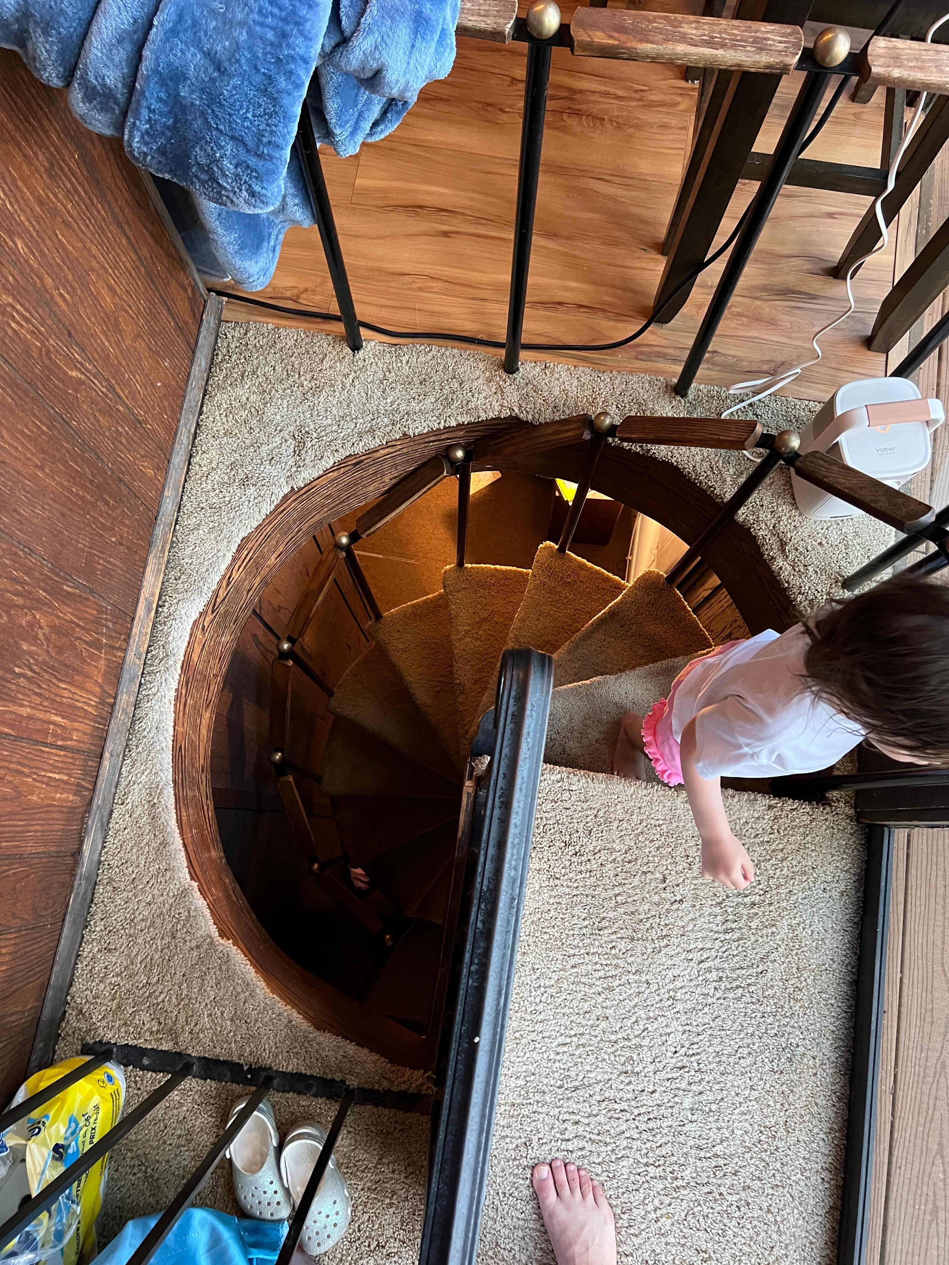 Spiral stair case to the downstairs room